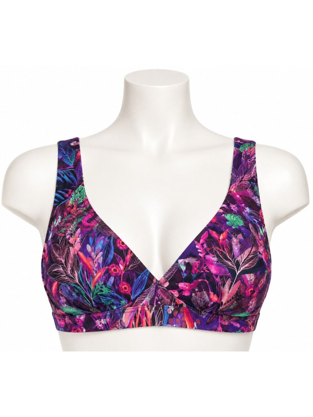 Title Nine Better Bikini Top 100238 M D Cup Black Purple Floral Print Swimwear